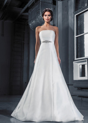 Strapless Ivory Twill Satin Minimalist Wedding Dress